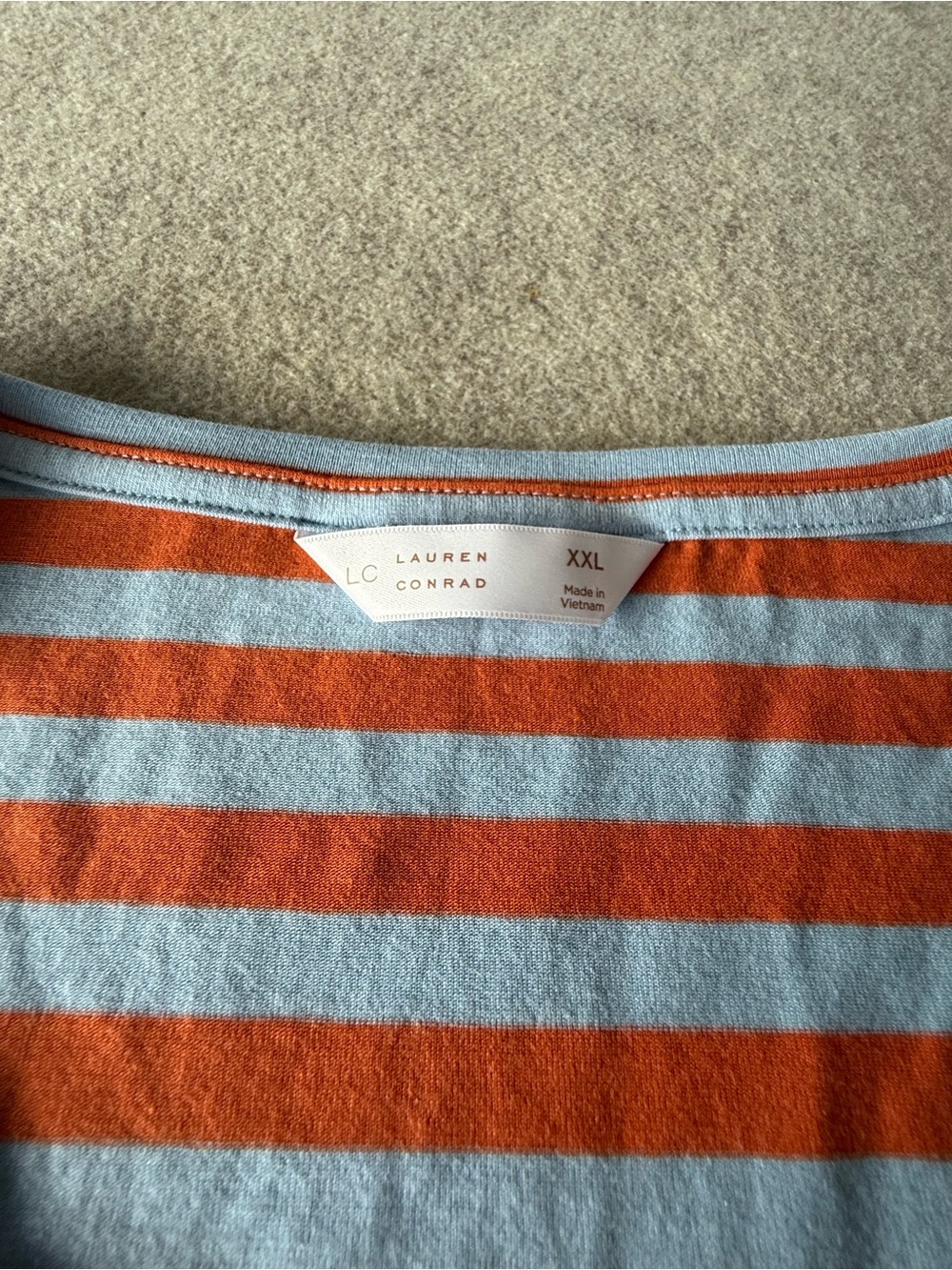 LC Lauren Conrad Orange and White Striped Short Sleeve Tee - Picture 2 of 6